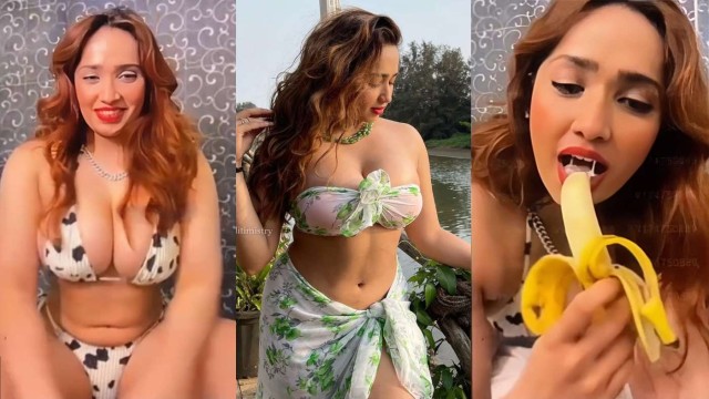 Aditi Mistry Milk Bath Banana BLowjob in White Bikini Bathroom Live